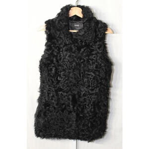 Surell Womens Rabbit Fur Zippered Sleeveless Vest Black Size S